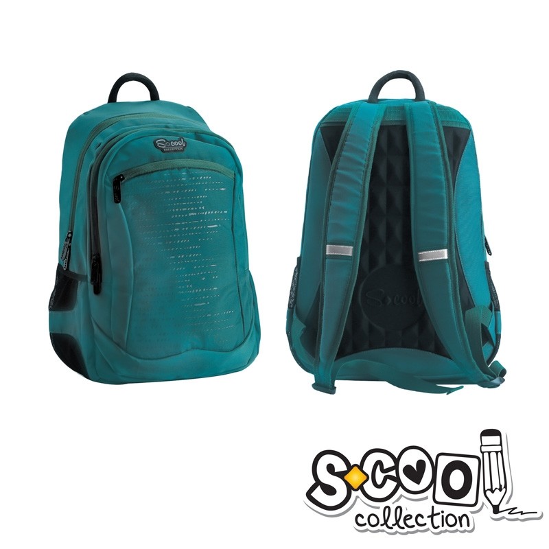 Ghiozdan GREEN DOTS, 2 compartimente, pentru fete si baieti, inaltime 43 cm - imagine 4